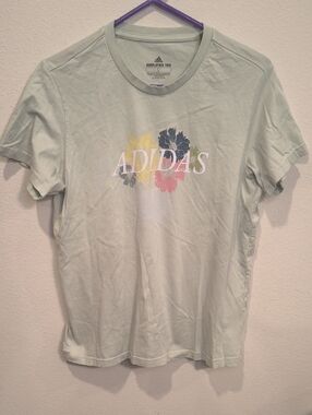 adidas Amplifier Mint Green Floral Logo Tee Large